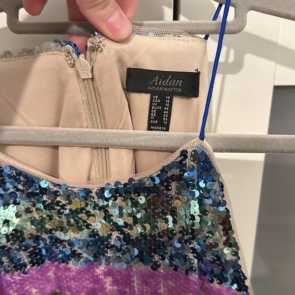 Aidan Aidan Mattox sequin cocktail party dress blue purple gold - Picture 8 of 10